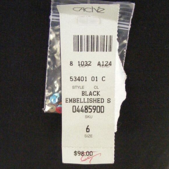 new CACHE Skirt, 30" Waist, Beaded waist, Back zip, Black, Mini, Lined - Picture 11 of 12